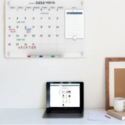 Audio-Visual Direct Magnetic Calendar Glass Dry Erase Board Set - Monthly Planner