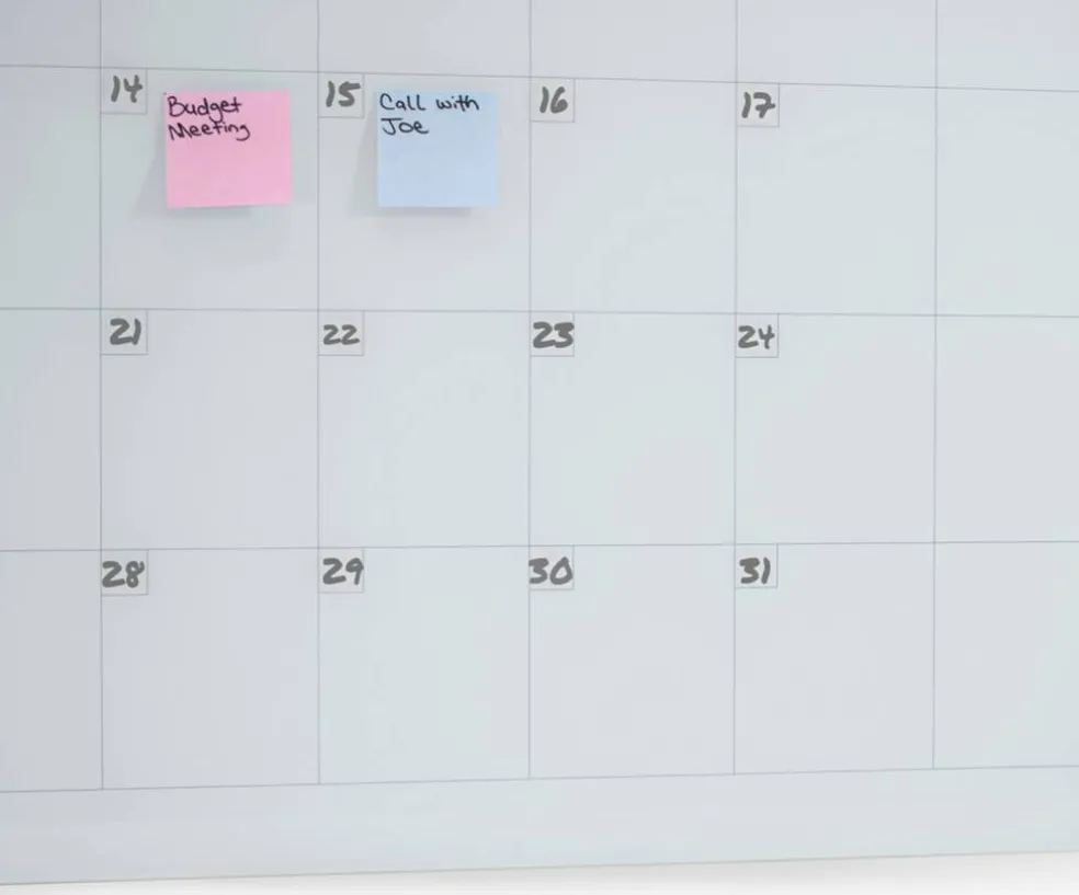 Audio-Visual Direct Magnetic Calendar Glass Dry Erase Board Set - Monthly Planner