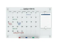 Audio-Visual Direct Magnetic Calendar Glass Dry Erase Board Set - Monthly Planner