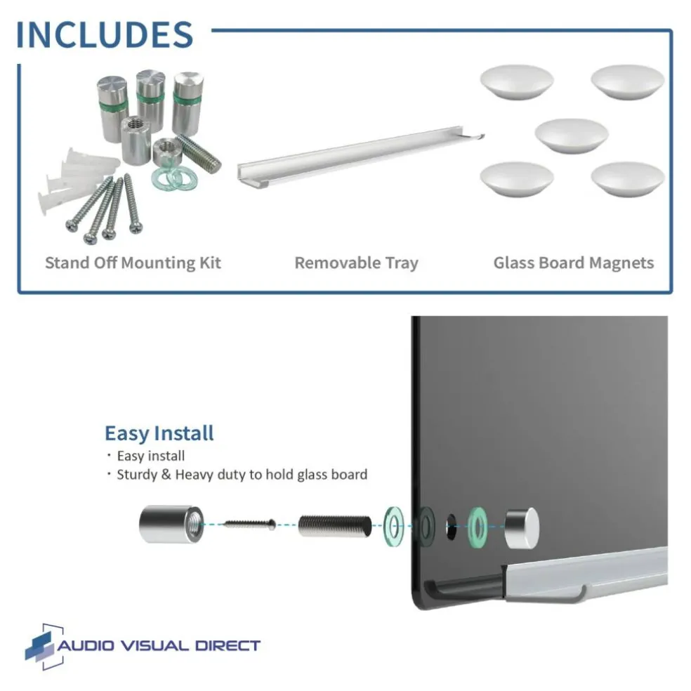 Audio-Visual Direct Magnetic Glass Weekly Calendar & Planner Dry-Erase Board Set