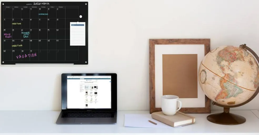 Audio-Visual Direct Magnetic Glass Weekly Calendar & Planner Dry-Erase Board Set