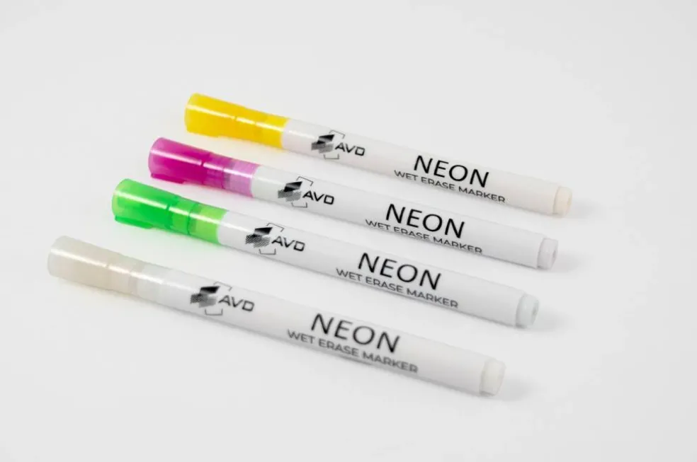 Audio-Visual Direct Neon Wet Erase Markers, Set of 4