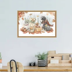 Autumn Dogs I by Mary Urban Framed Canvas Wall Art
