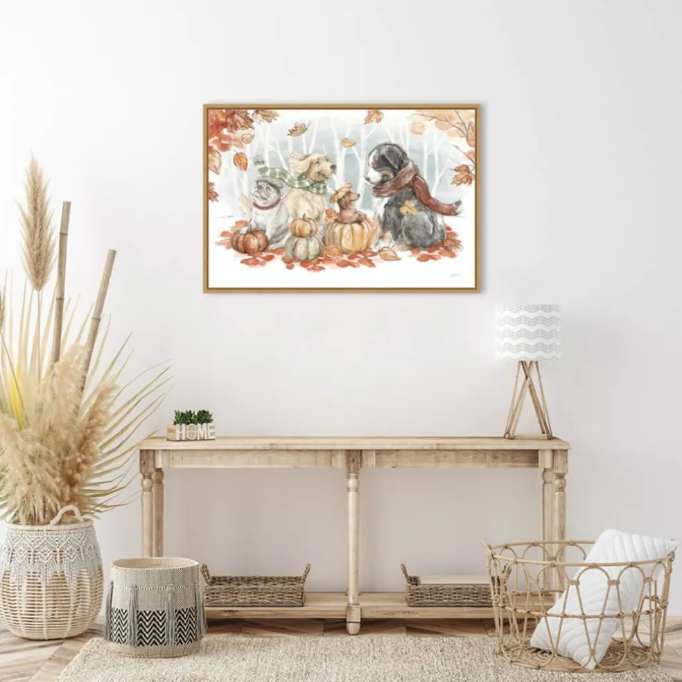 Autumn Dogs I by Mary Urban Framed Canvas Wall Art