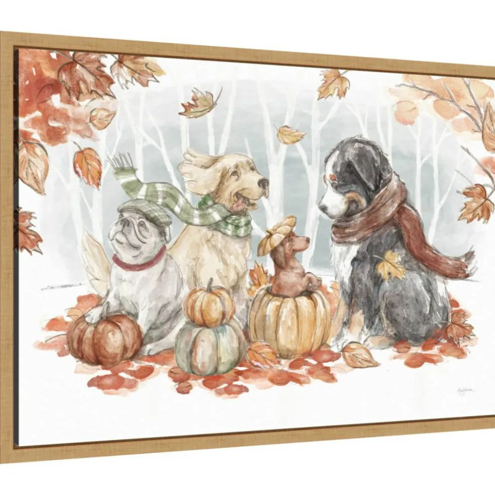 Autumn Dogs I by Mary Urban Framed Canvas Wall Art
