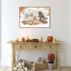 Autumn Dogs I by Mary Urban Framed Canvas Wall Art