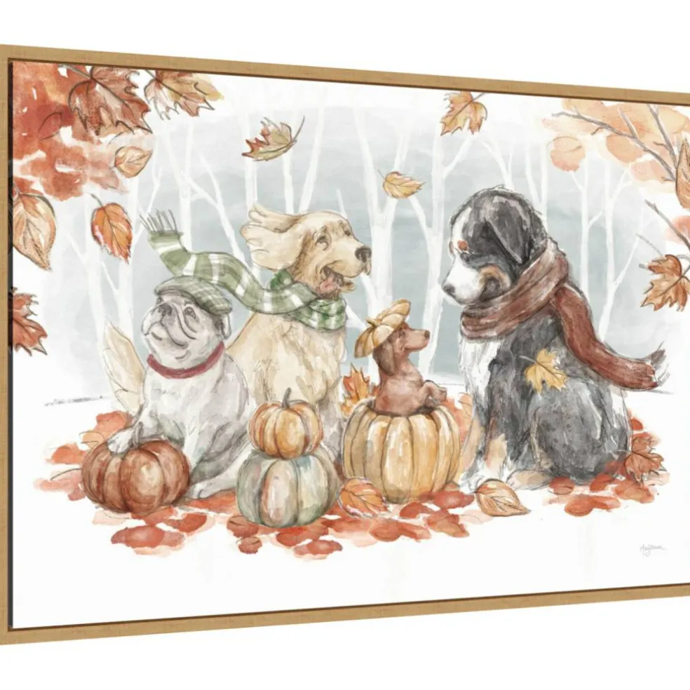 Autumn Dogs I by Mary Urban Framed Canvas Wall Art