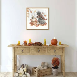 Autumn Dogs III by Mary Urban Framed Canvas Wall Art