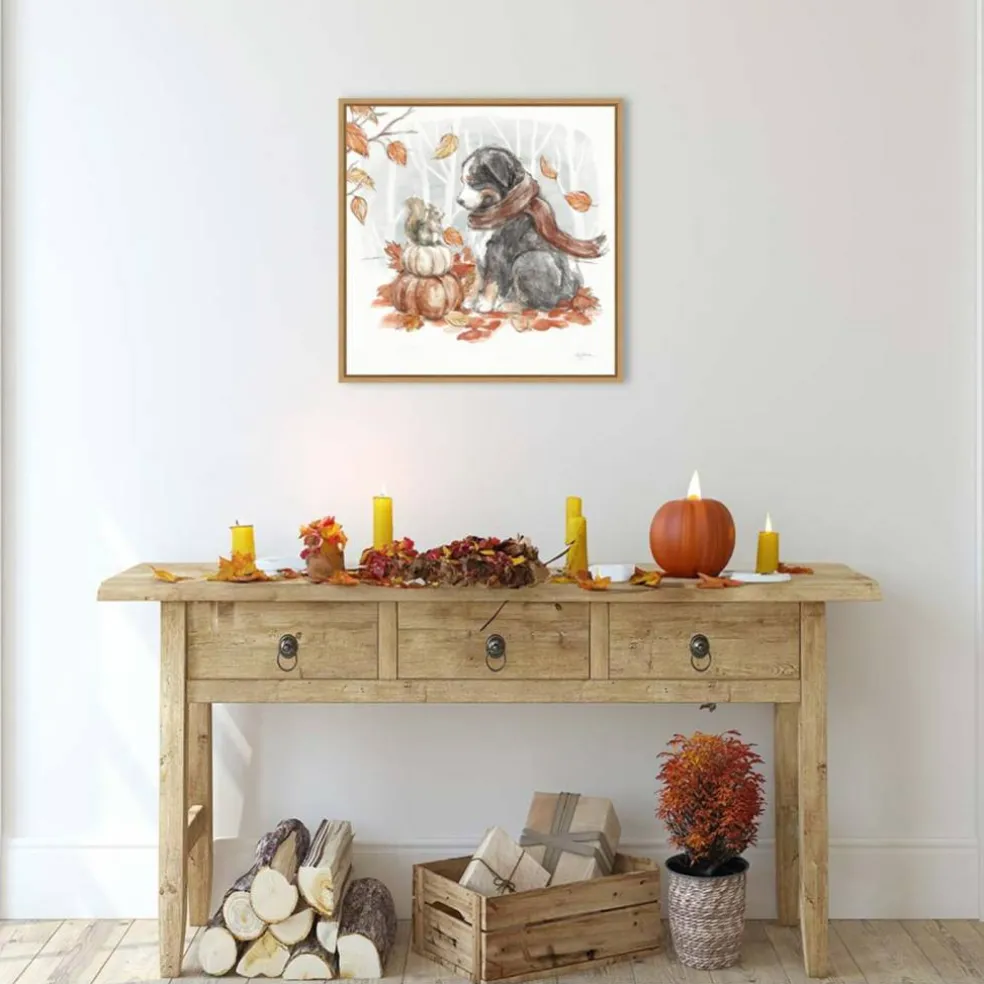 Autumn Dogs III by Mary Urban Framed Canvas Wall Art
