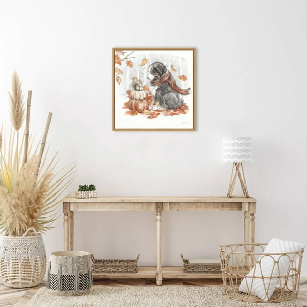 Autumn Dogs III by Mary Urban Framed Canvas Wall Art