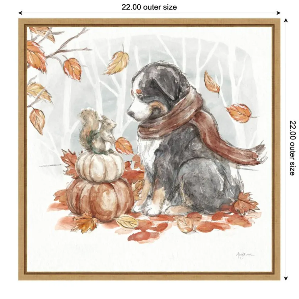 Autumn Dogs III by Mary Urban Framed Canvas Wall Art