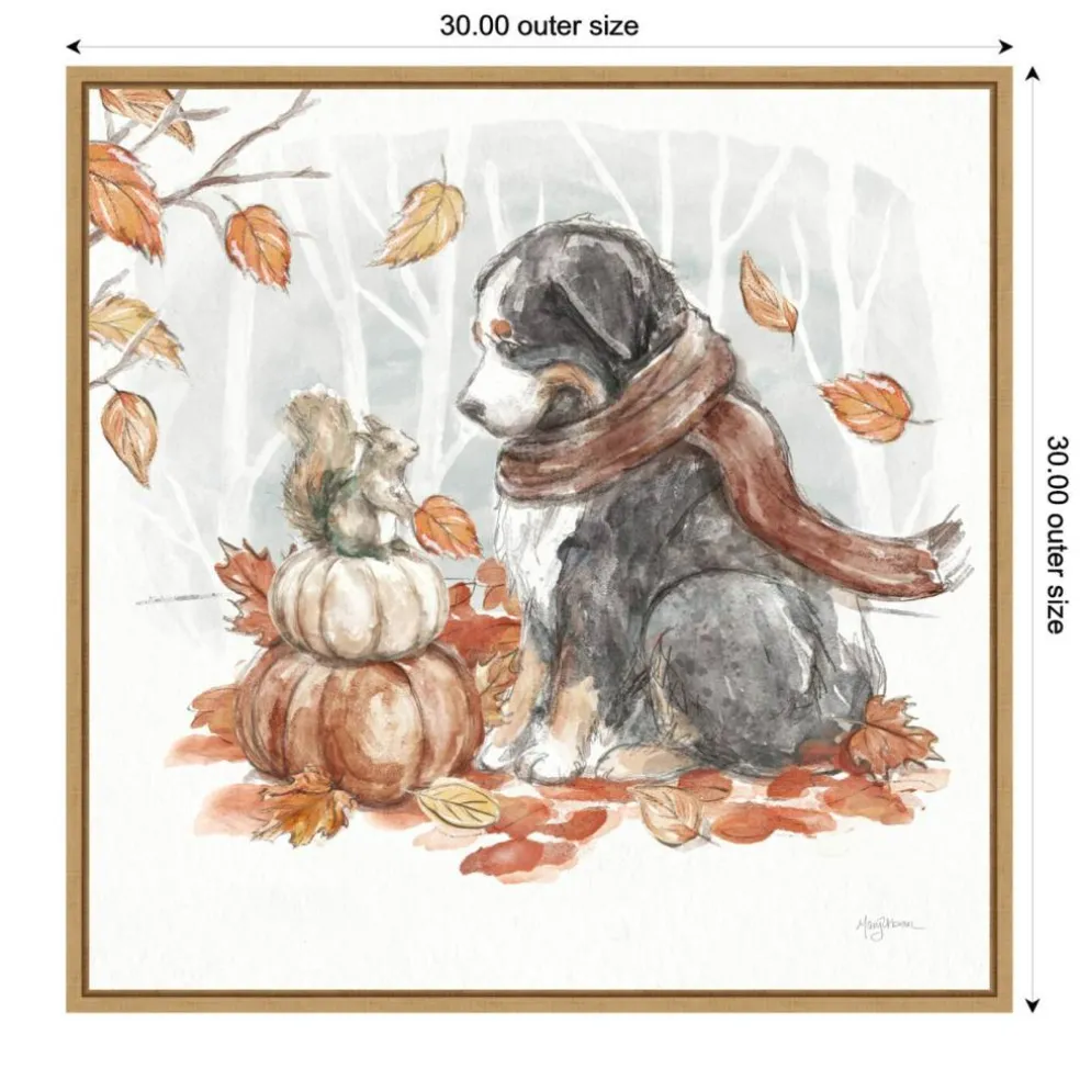 Autumn Dogs III by Mary Urban Framed Canvas Wall Art