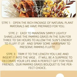 Autumn Glow Dried Flower Arrangement 17 Inch Pampas Grass Orange Bunny Tails Baby Breath Reed Bouquet Fall Home Wedding Decor