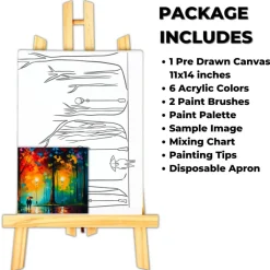 "Autumn Love" DIY Canvas Art Kit, Adult Beginner, Acrylic Paint Size 11x14 inch