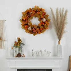 30" Autumn Pumpkin & Maple Leaf Fall Wreath