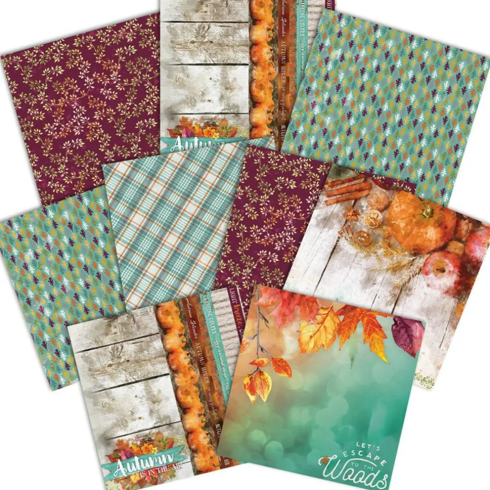 AUTUMN WOODS PATTERN 12 X12 SCRAPBOOK PAPER SET
