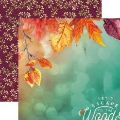 AUTUMN WOODS PATTERN 12 X12 SCRAPBOOK PAPER SET