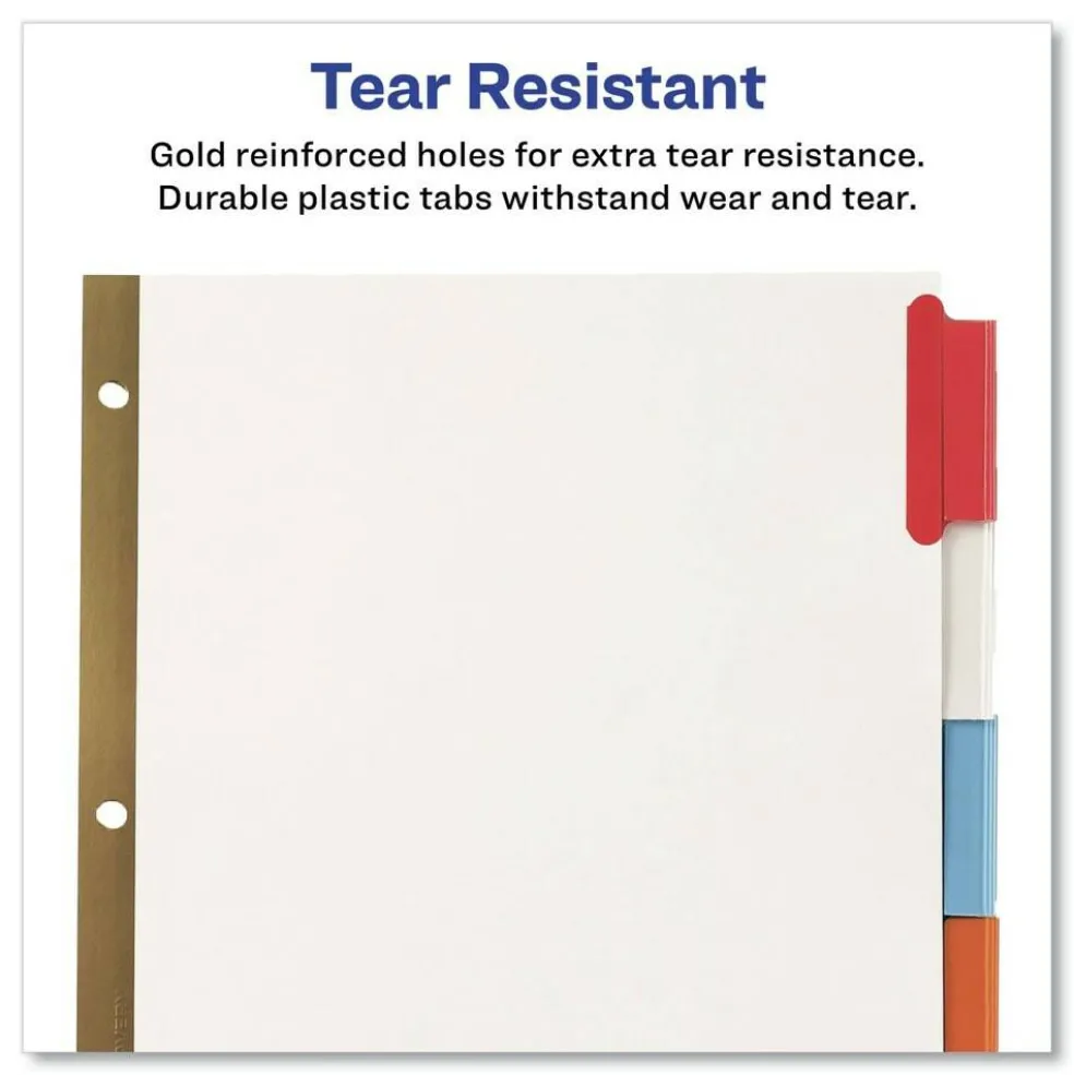 Avery Big Tab 11 in. x 8.5 in. 5-Tab Double-Sided Gold Edge Reinforcing Insertable Dividers - Assorted Tabs/White (1-Set)