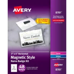 Avery Customizable Name Badges with Magnets, 3
