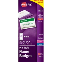 Avery Customizable Name Badges with Pins, 2.25