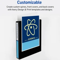 Avery Durable View 3 Ring Binders, 1 Inch Slant Rings, 250-Sheet Capacity, DuraHinge, 1.4 Inch Wide Spine, Customizable Clear Covers and Spine, Assorted Pastel Colors (6-Pack of 05632)