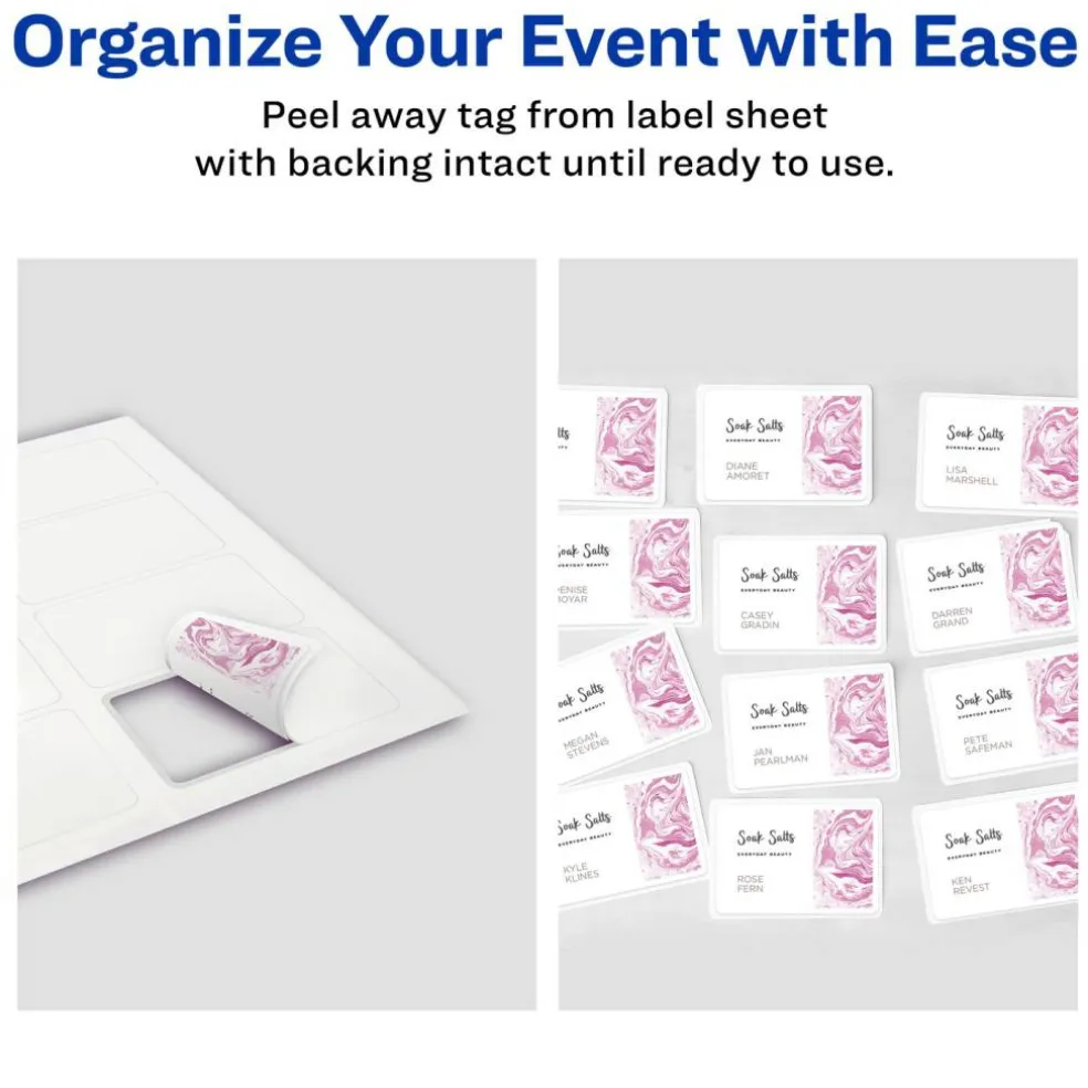 Avery Flexible Printable Name Tags, 2-1/3" x 3-3/8", Matte White, 160 Removable Name Badges (8395)