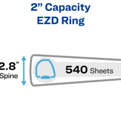 Avery Heavy-Duty Binder, 2" One-Touch Rings, 540-Sheet Capacity, DuraHinge, Maroon (79362)