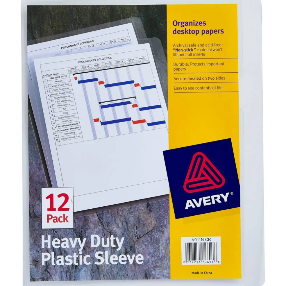 Avery Heavy Duty Plastic Document Sleeves, Holds up to 25 Sheets, 12 Clear Sleeves (72611)