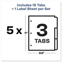 Avery Index Maker 11 in. x 8.5 in. 3-Tab Print and Apply Clear Label Dividers - White/White Tabs (5/Pack)