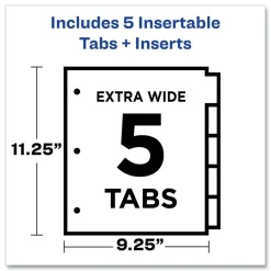 Avery Insertable 5-Tab 11-1/8 in. x 9-1/4 in. Big Tab Plastic Dividers with Two Pockets - Multicolor (1-Set)