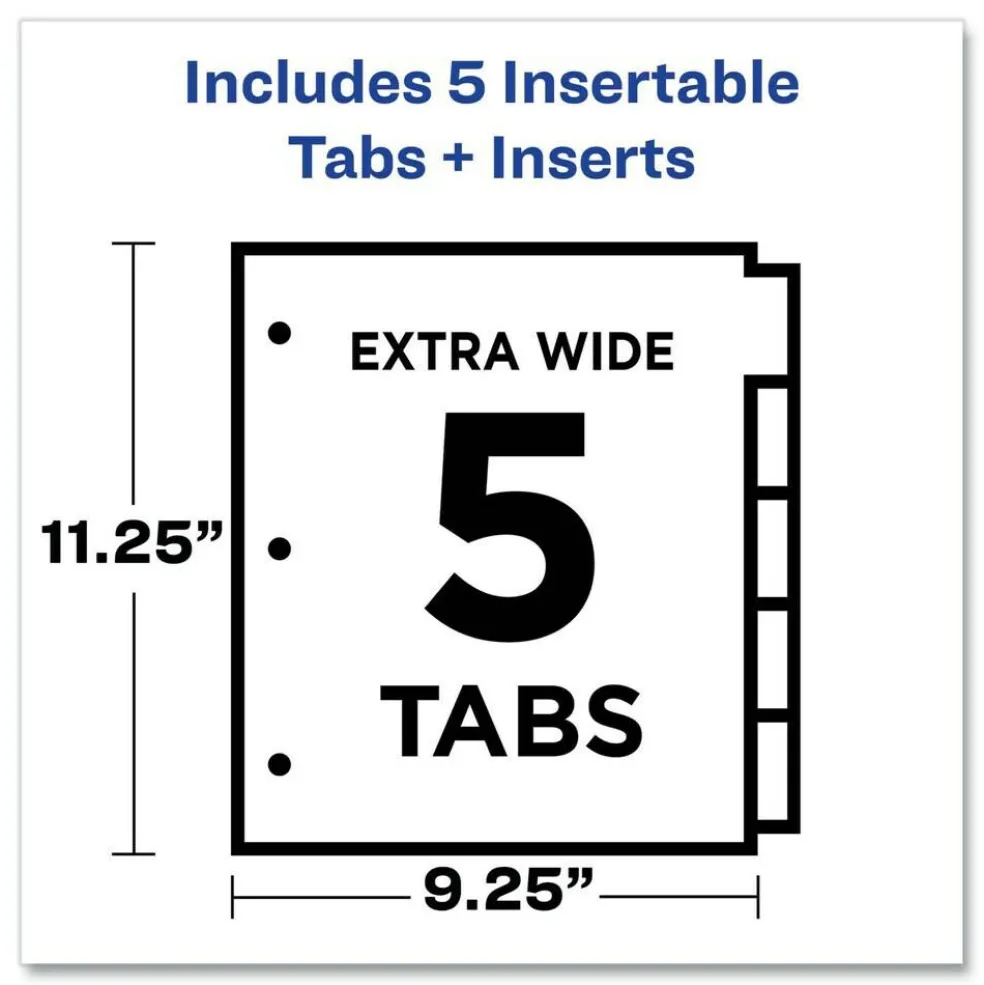 Avery Insertable 5-Tab 11-1/8 in. x 9-1/4 in. Big Tab Plastic Dividers with Two Pockets - Multicolor (1-Set)