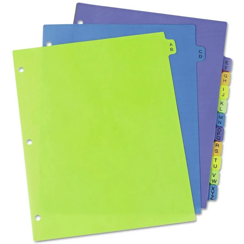Avery 11 in. x 8.5 in. 12-Tab A to Z Durable Preprinted Plastic Tab Dividers - Assorted (1-Set)