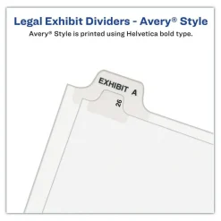 Avery 11 in.x 8.5 in. 10-Tab Avery Style 57 Preprinted Legal Exhibit Side Tab Index Dividers - White (25/Pack)