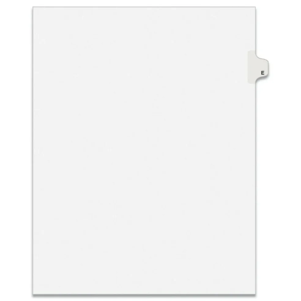 Avery 11 in. x 8.5 in. 26-Tab E Avery Style Preprinted Legal Exhibit Side Tab Index Dividers - White (25/Pack)