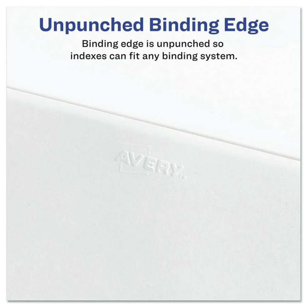 Avery 11 in. x 8.5 in. 26-Tab E Avery Style Preprinted Legal Exhibit Side Tab Index Dividers - White (25/Pack)
