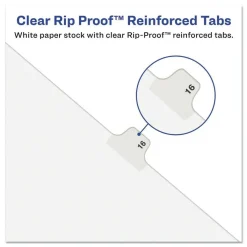 Avery 11 in. x 8.5 in. 26-Tab E Avery Style Preprinted Legal Exhibit Side Tab Index Dividers - White (25/Pack)
