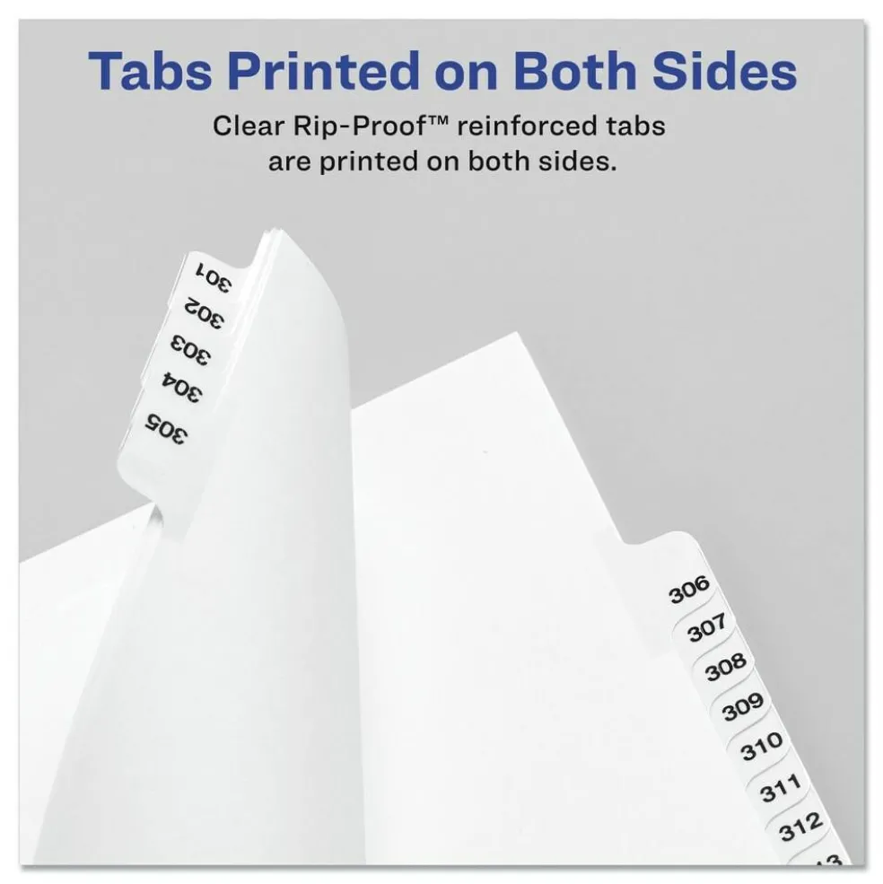 Avery 11 in. x 8.5 in. 26-Tab E Avery Style Preprinted Legal Exhibit Side Tab Index Dividers - White (25/Pack)
