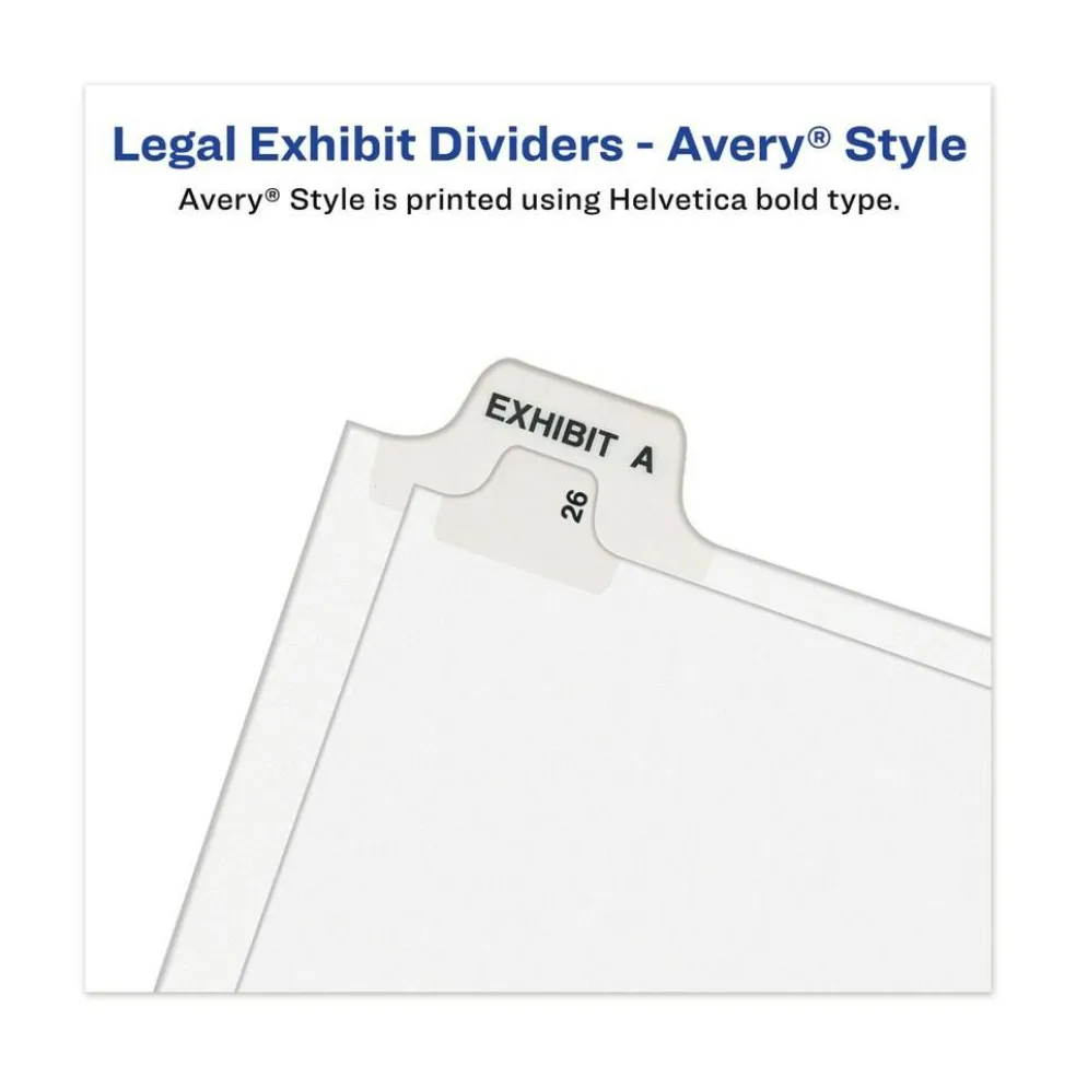 Avery 11 in. x 8.5 in. 26-Tab Exhibit K Avery-Style Preprinted Legal Bottom Tab Divider - White (25/Pack)