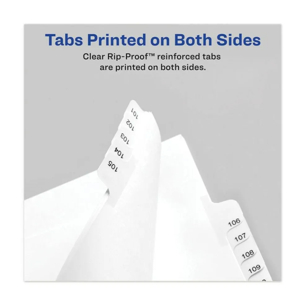 Avery 11 in. x 8.5 in. 26-Tab Exhibit K Avery-Style Preprinted Legal Bottom Tab Divider - White (25/Pack)