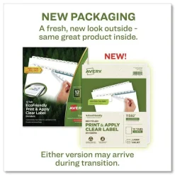 Avery 11 in. x 8.5 in. 12-Tab Index Maker EcoFriendly Print and Apply Clear Label Dividers - White (5 Sets/Pack)