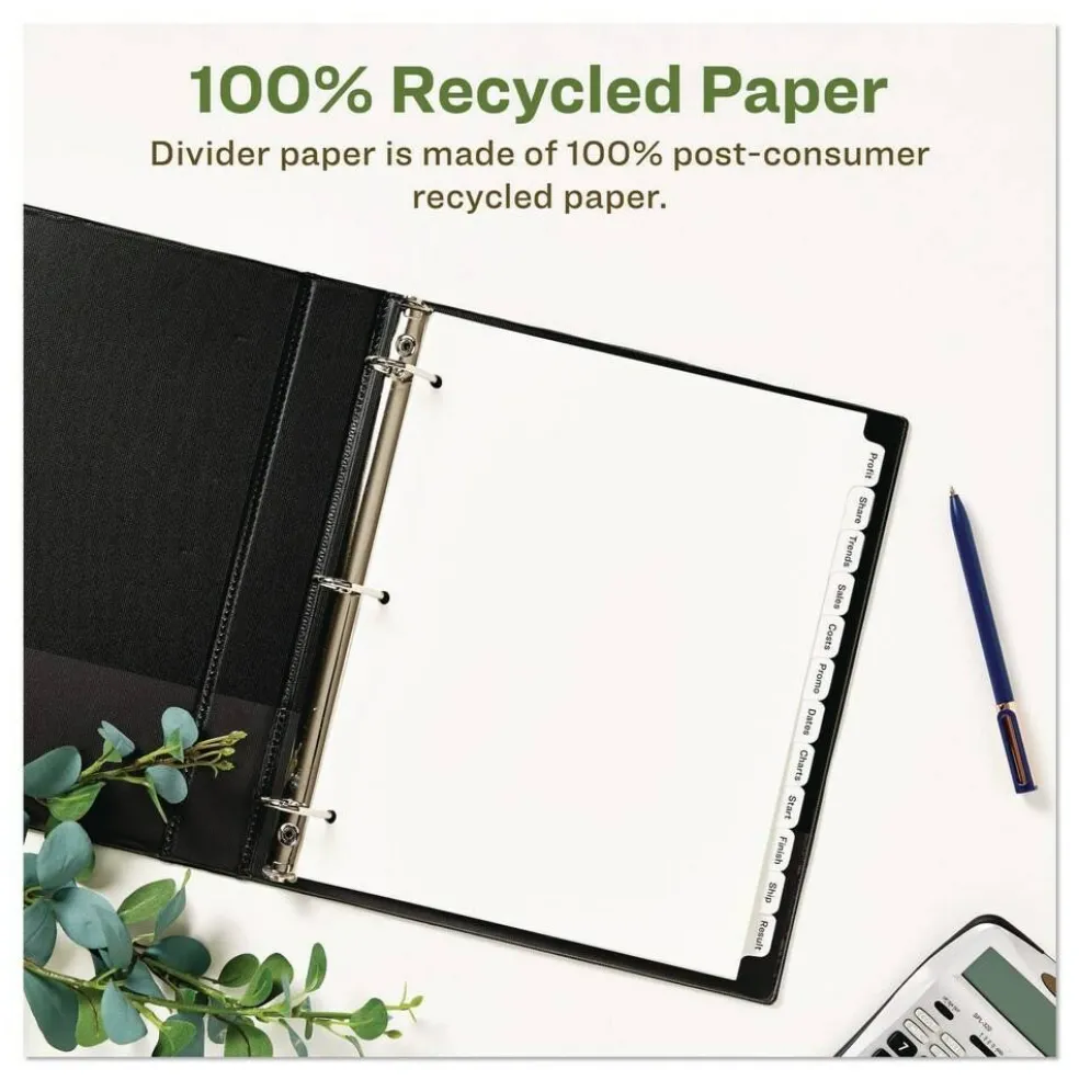Avery 11 in. x 8.5 in. 12-Tab Index Maker EcoFriendly Print and Apply Clear Label Dividers - White (5 Sets/Pack)