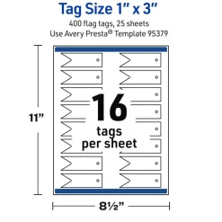 Avery Printable Banner Rectangle Flag Tags, Sure Feed Technology, 2" x 3-1/2", Matte Kraft Brown Cardstock, Print-to-The-Edge, Laser/Inkjet Printable, 80 Total