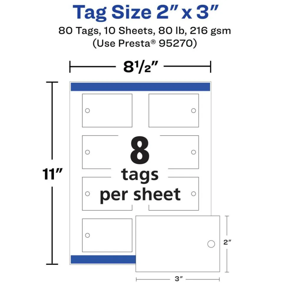 Avery Printable Matte White Tags with Strings, 2" x 3" Rectangle