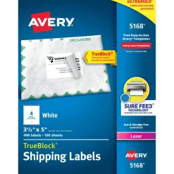 Avery Printable Shipping Labels with Sure Feed, 3-1/2