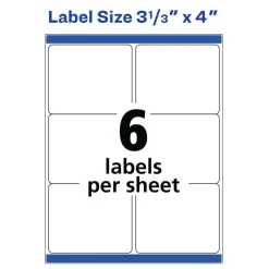 Avery Printable Shipping Labels, Sure Feed Technology, 3-1/3