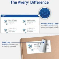 Avery Printable Shipping Labels with Sure Feed, 2" x 4" Customizable Stickers, White, 250 Blank Mailing Labels, Great for Mailing, Shipping, and More (8163)
