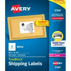 Avery Printable Shipping Labels with Sure Feed, 3-1/3
