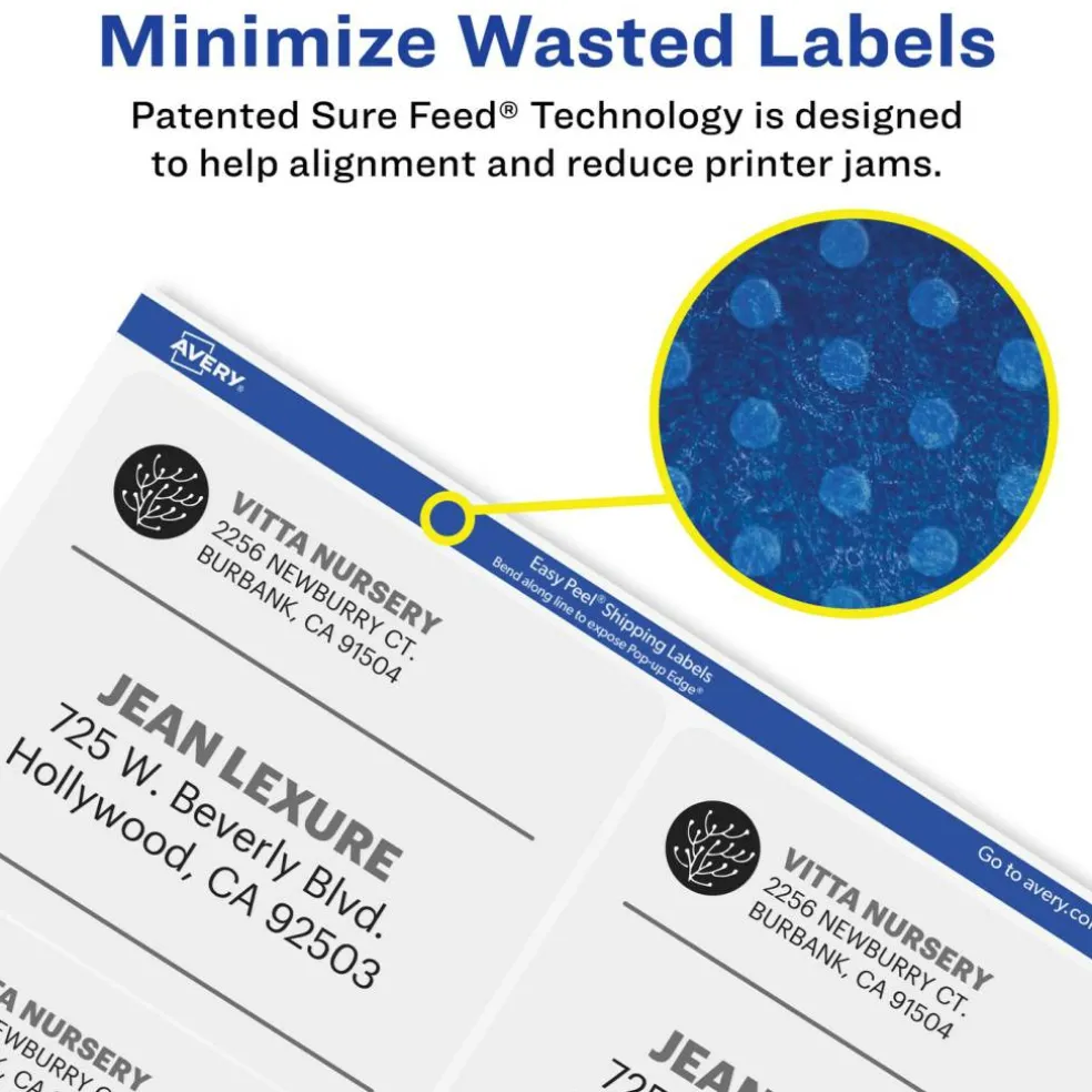 Avery Printable Shipping Labels with Sure Feed, 3-1/3" x 4", White, 600 Blank Mailing Labels for Laser Printers (5164)