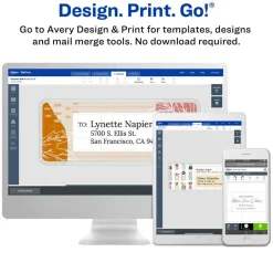 Avery® Print-to-the-Edge Printable Shipping Labels, 3.75" x 4.75", Matte White, Sure Feed® Technology, Laser & Inkjet Compatible, 100 Blank Labels, Great for Mailing, Branding, and More (6878)