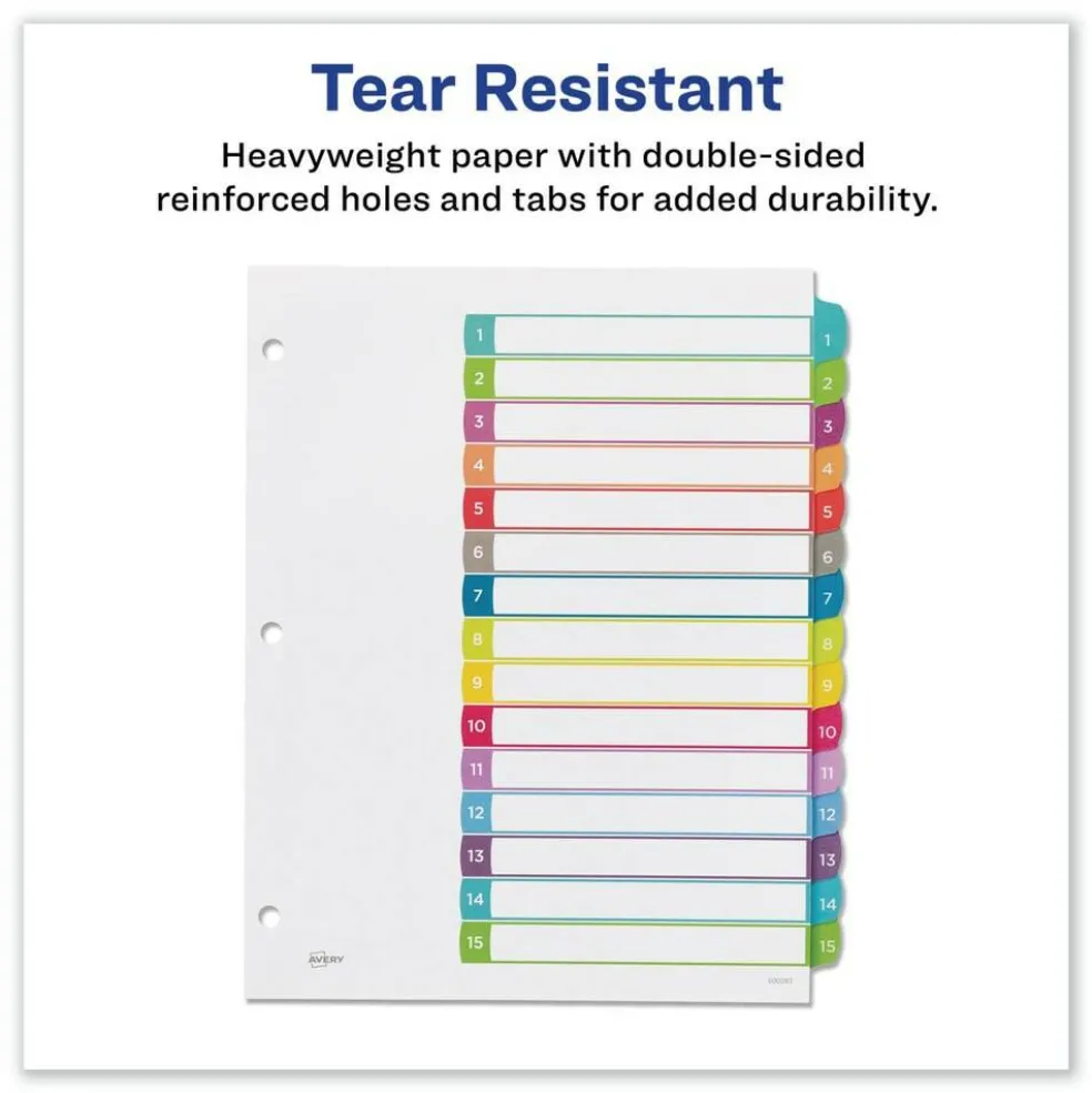Avery 1 - 15 Tab 11 in. x 8.5 in. Customizable TOC Ready Index Divider Set - Multicolor (1 Set)